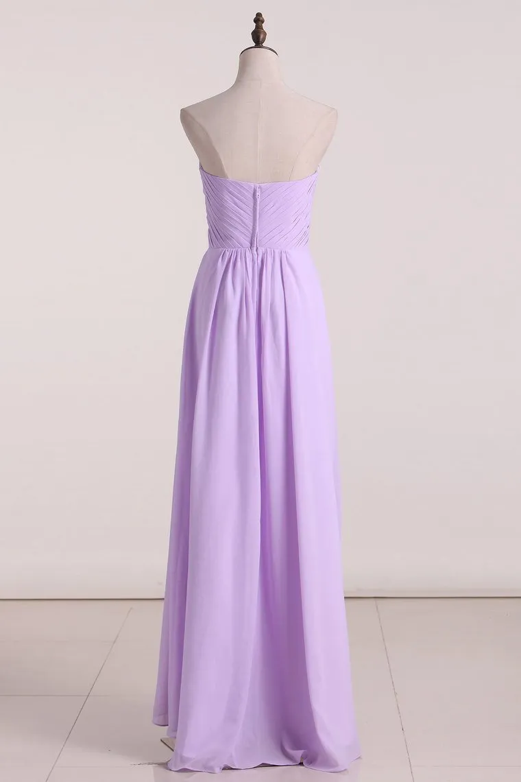2024 A Line Bridesmaid Dresses Sweetheart Asymmetrical Chiffon With Beads