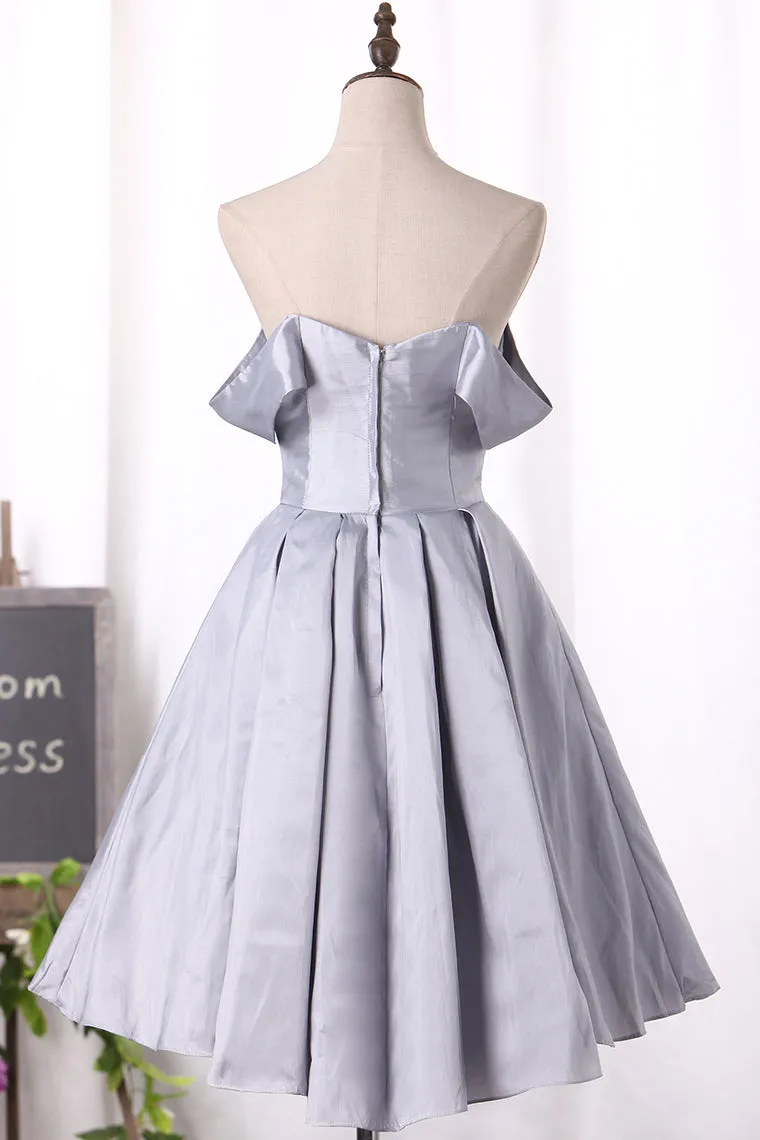 2024 A Line Off The Shoulder Taffeta Cocktail Dresses Asymmetrical