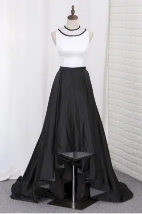 2024 Prom Dresses Asymmetrical Scoop A Line Satin With Beading