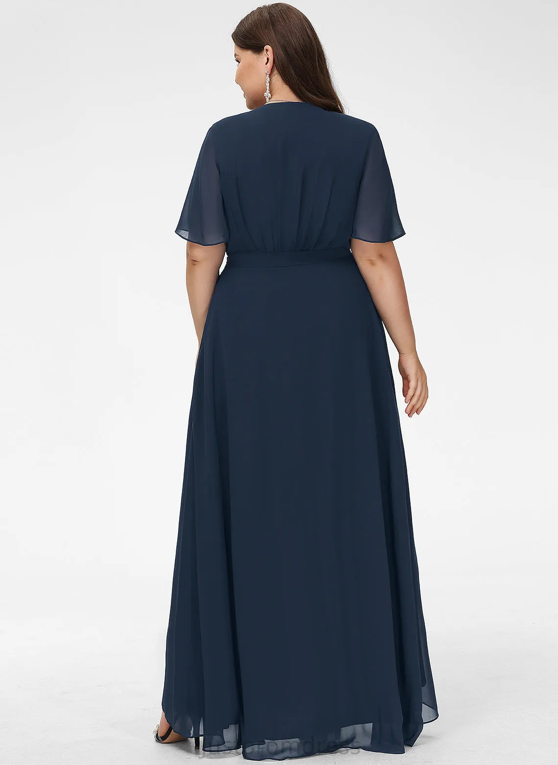 A-Line Bow(s) Asymmetrical Fabric Silhouette Length Embellishment Neckline Pleated V-neck Jackie One Shoulder Bridesmaid Dresses