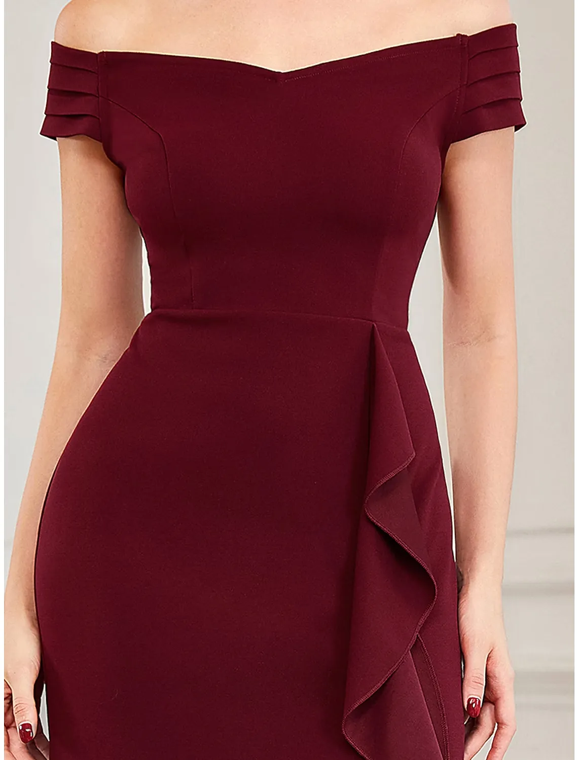 A-Line Party Dresses Minimalist Dress Wedding Guest Asymmetrical Sleeveless Off Shoulder Polyester with Ruffles