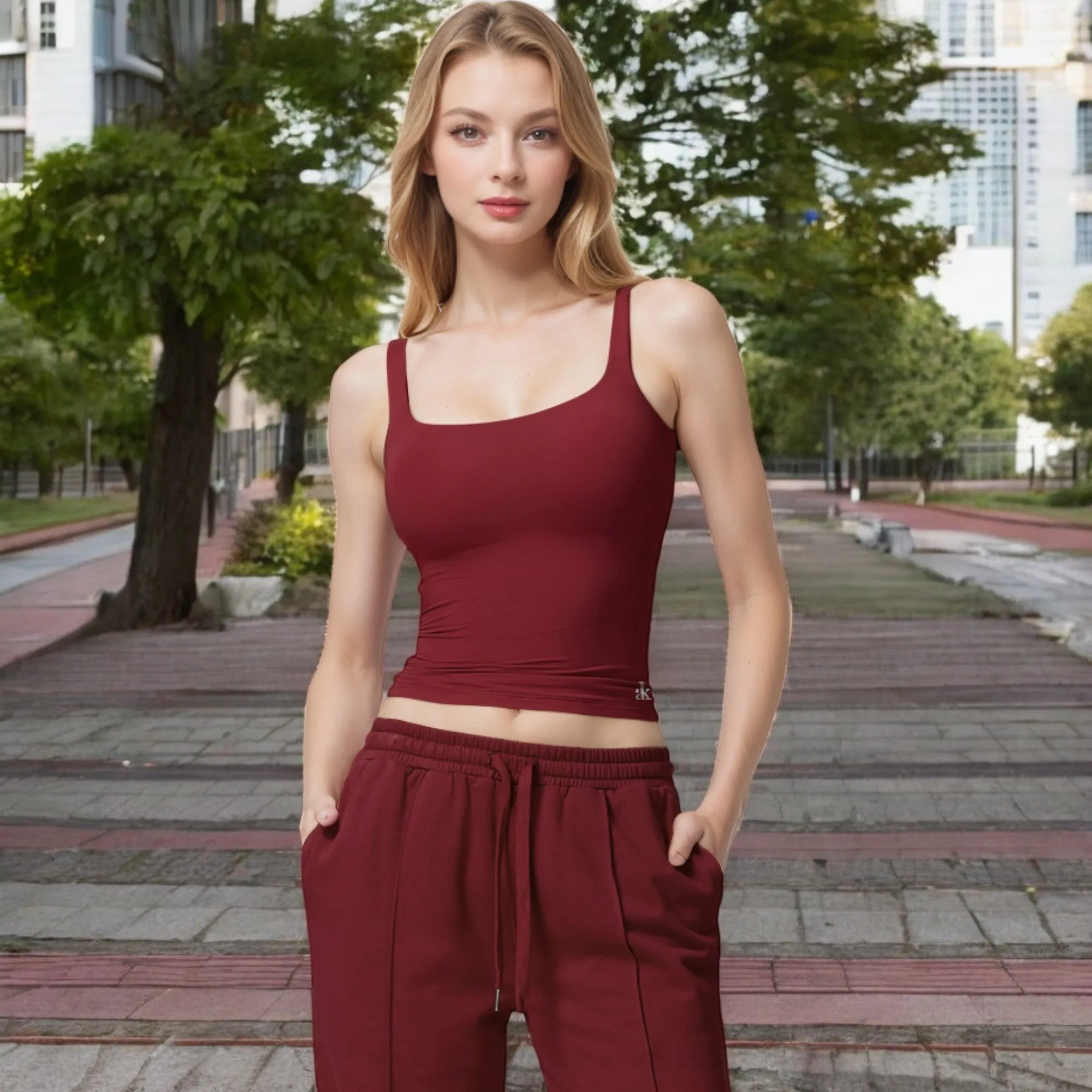 Anna-Kaci Women's Square Neck Sleeveless Tank Top with Stretch Fit