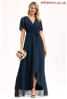 Asymmetrical Embellishment Fabric V-neck Bow(s) Pleated A-Line Length Neckline Silhouette Margaret Floor Length Bridesmaid Dresses