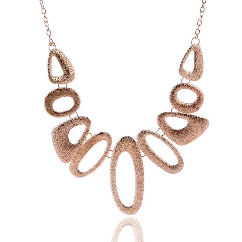 Asymmetrical Oval Metallic Modern Necklace