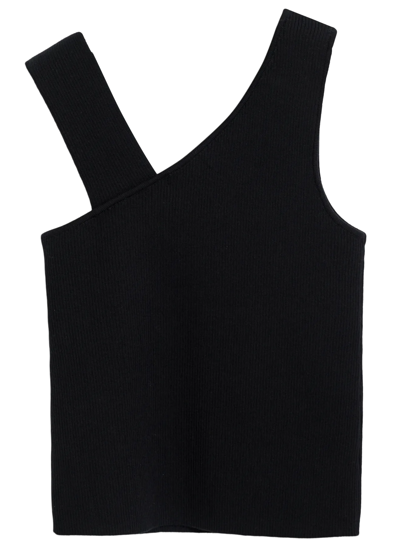 Asymmetrical Rib Tank in Black