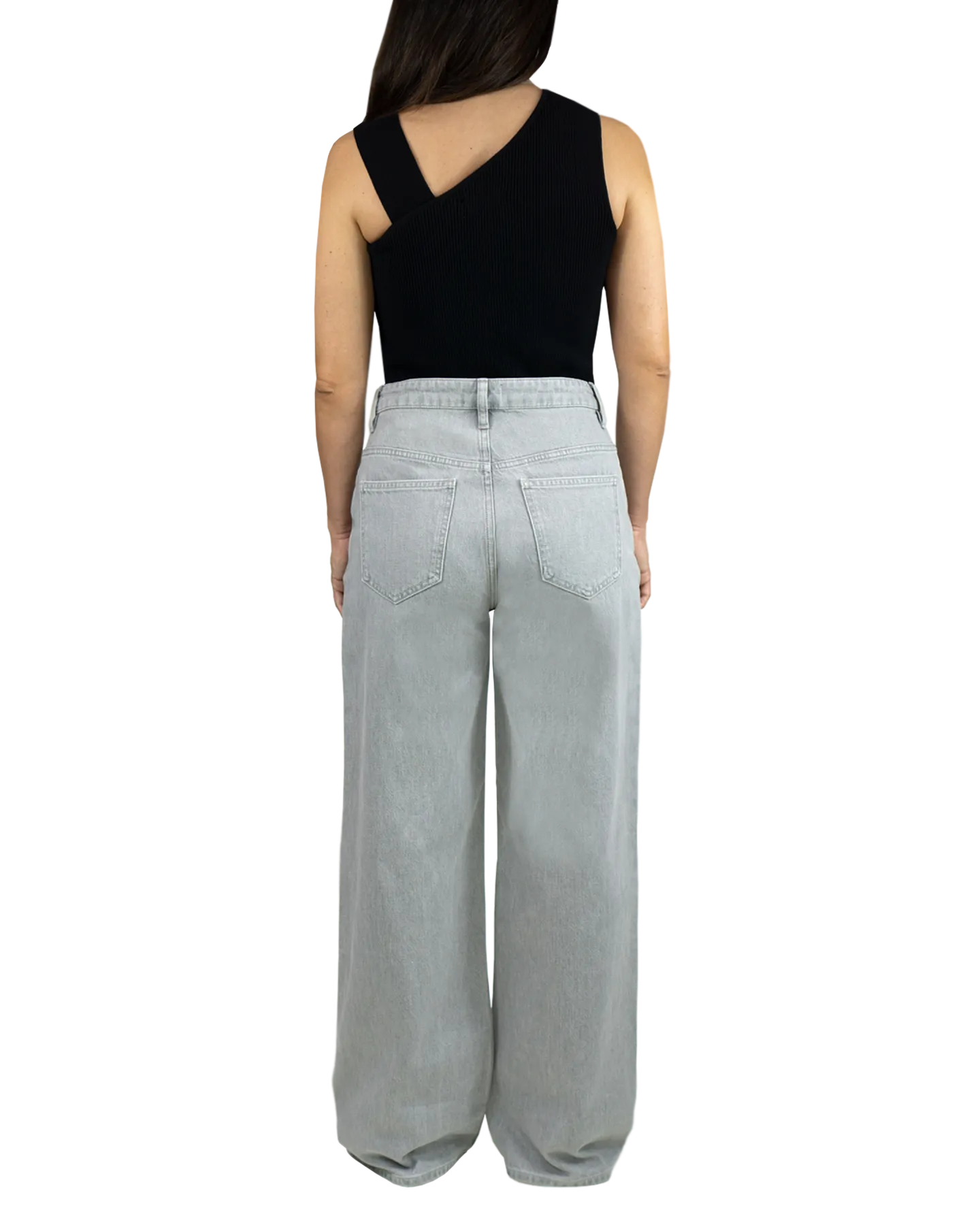 Asymmetrical Rib Tank in Black