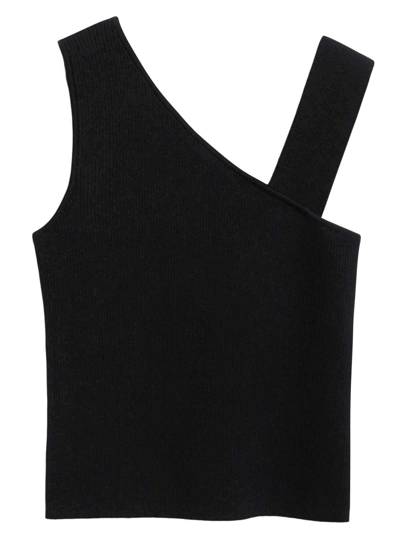 Asymmetrical Rib Tank in Black