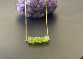 Birthstone jewelry, Peridot necklace, raw gemstone necklace, august birthstone , Minimalist Jewelry
