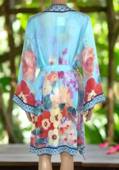 Blossom short Silk Kimono by Kaftans that Bling