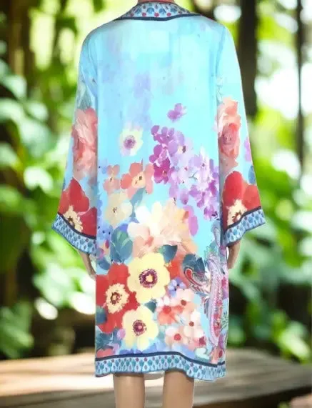 Blossom short Silk Kimono by Kaftans that Bling