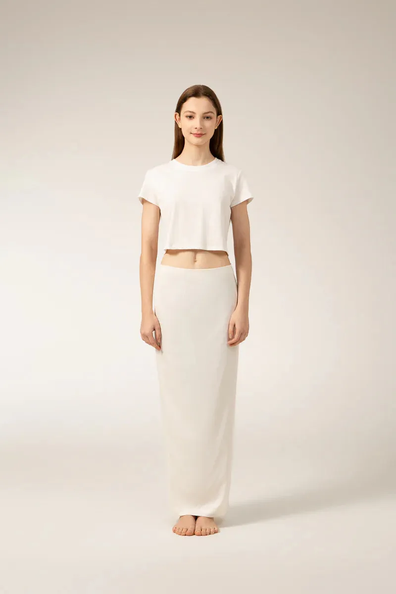 Body T-Shirt and PAIGE Maxi Skirt Set - White