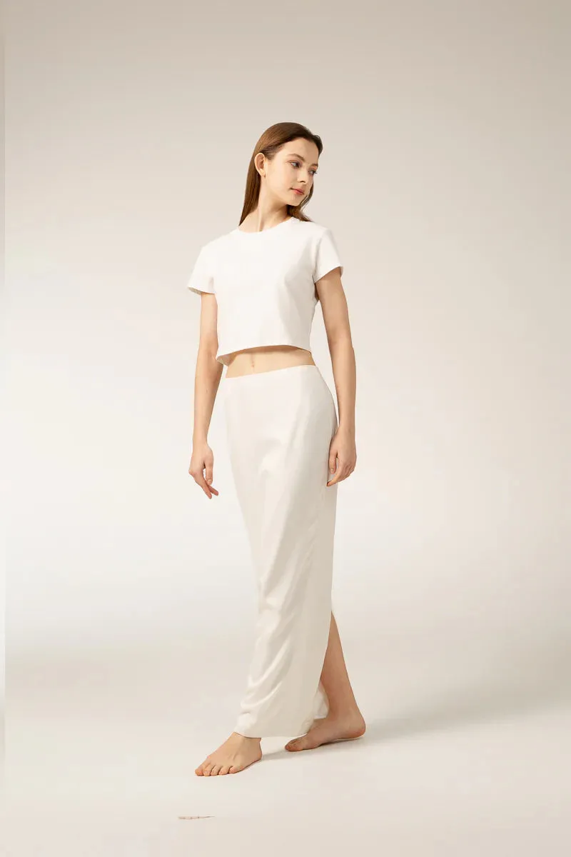 Body T-Shirt and PAIGE Maxi Skirt Set - White