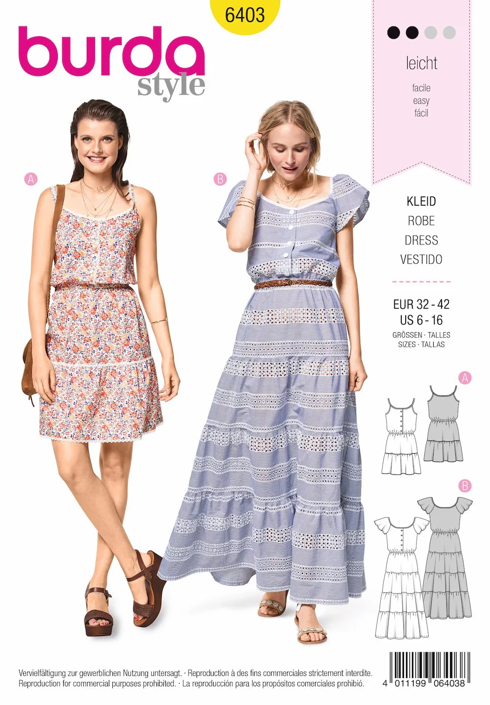 Burda Pattern 6403 Women's Sun Dress in Length Variations