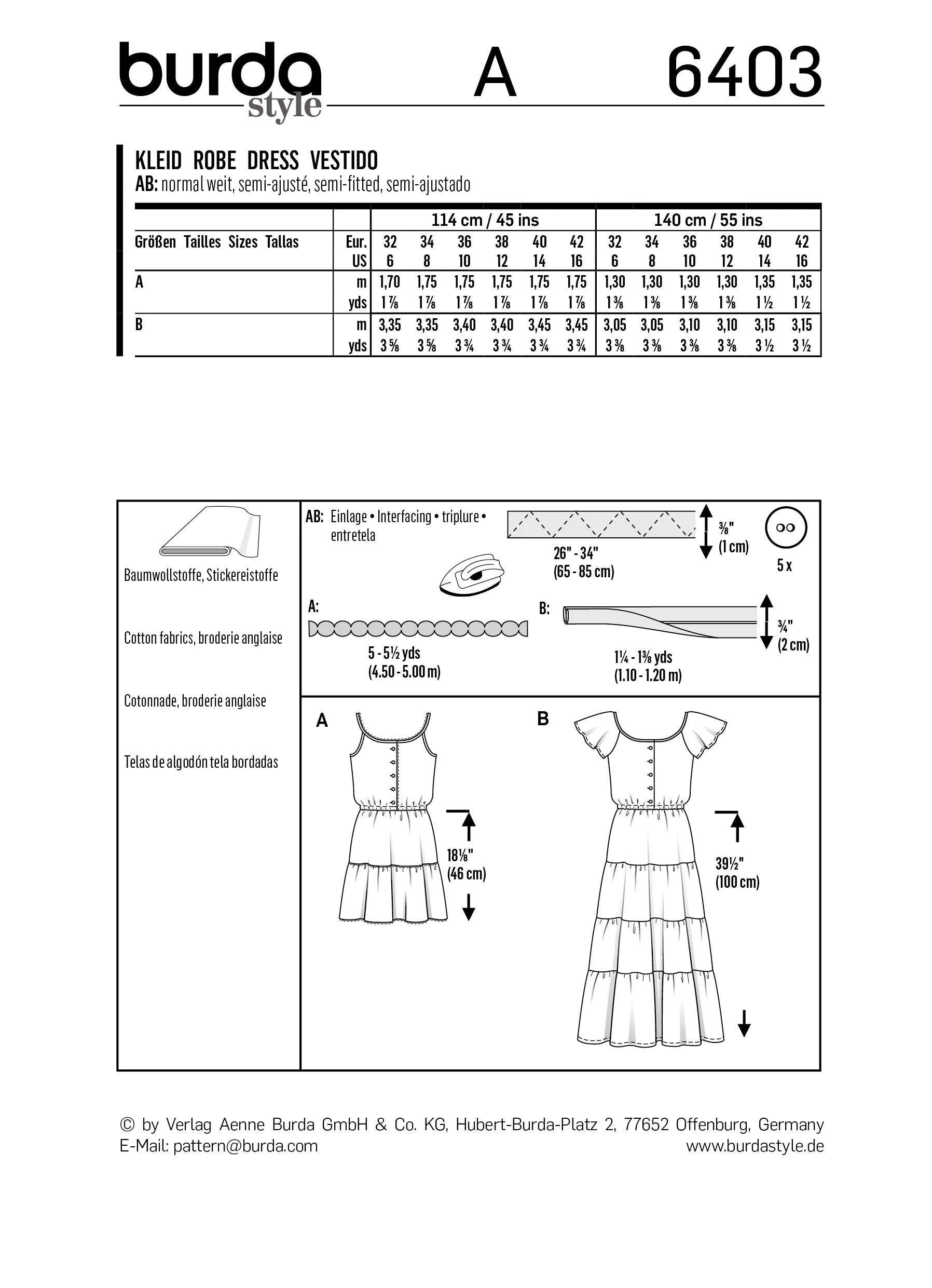 Burda Pattern 6403 Women's Sun Dress in Length Variations