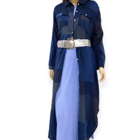 Checkered Button Down Maxi Shirt Dress