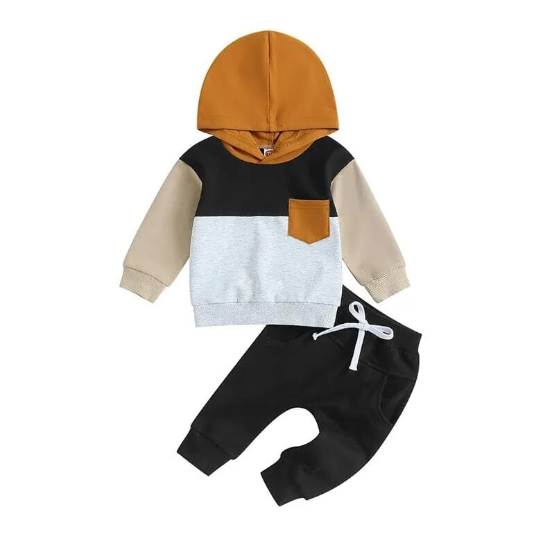Color Block Hooded Baby Set