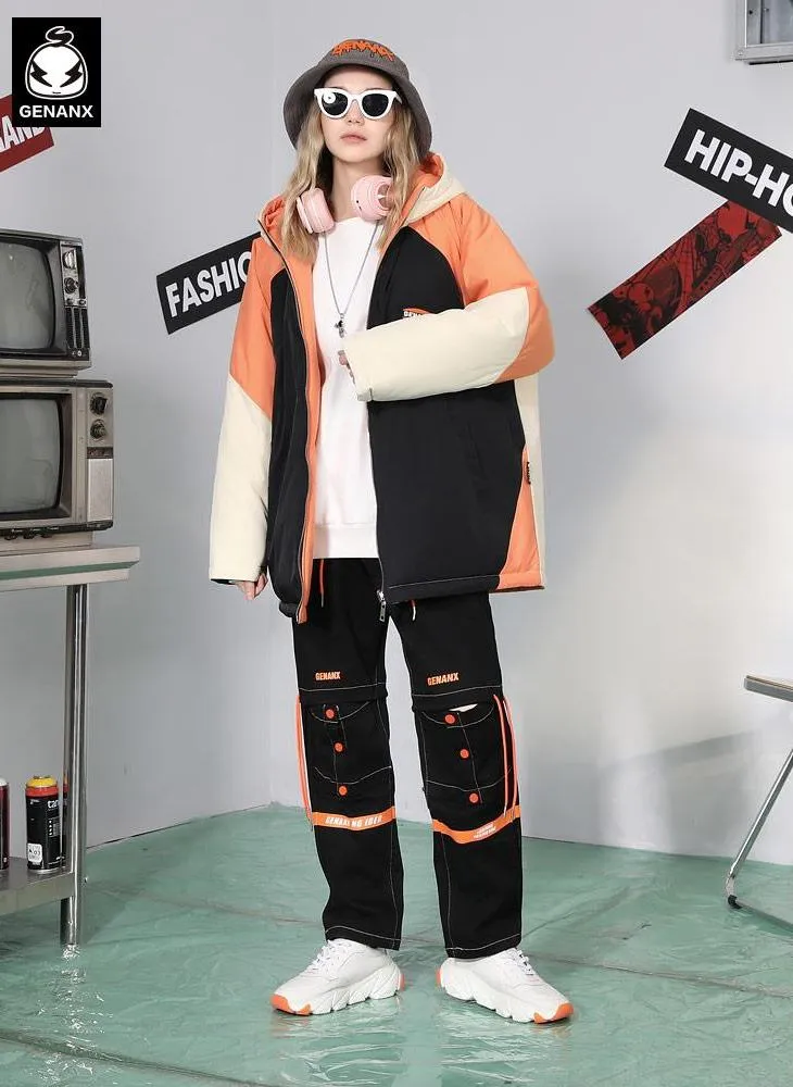 Color Block Patchwork Reversible Hooded Padded Coat