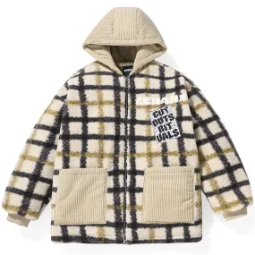 Color Block Pocket Embroidery Padded Coat