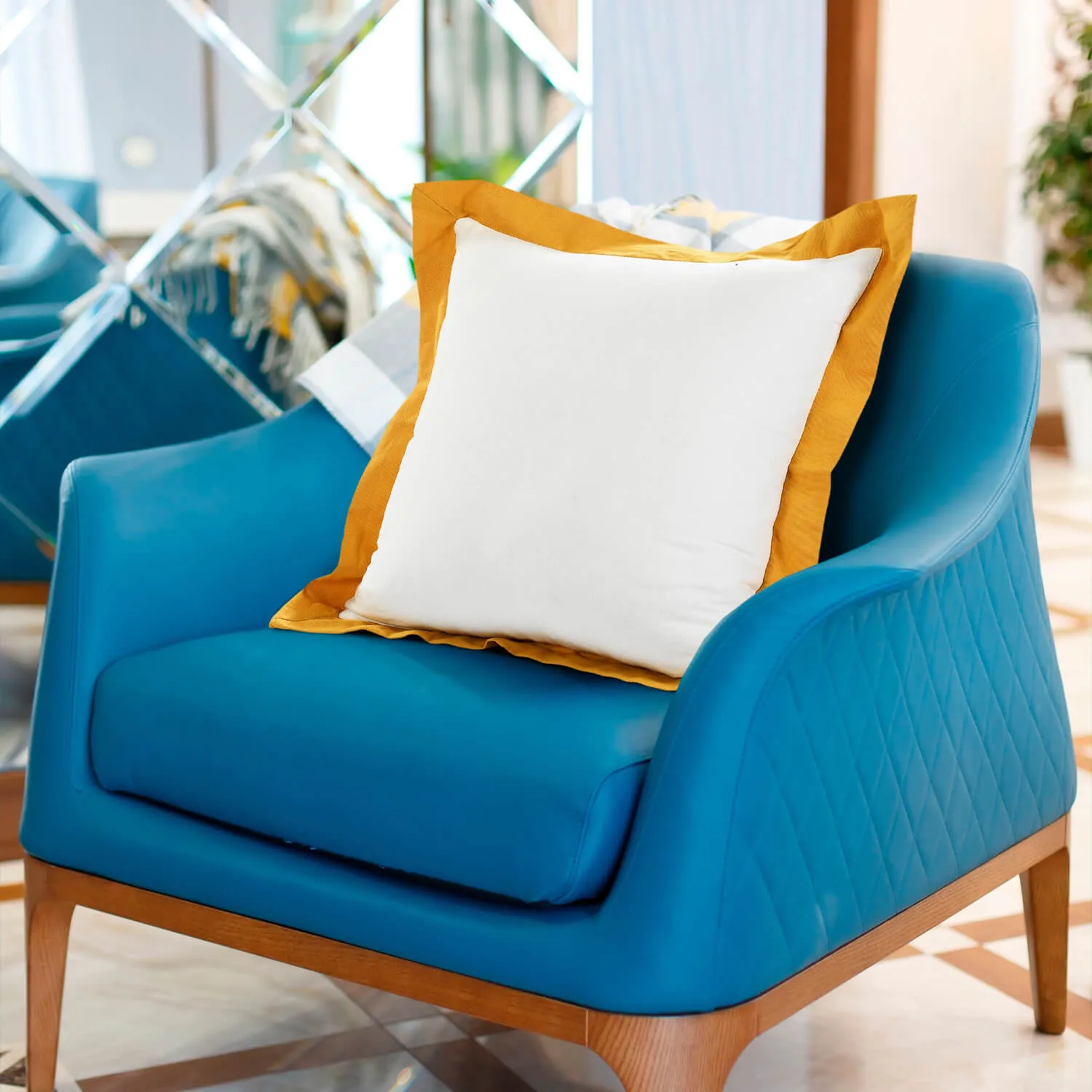 Color Border Square Throw Pillow