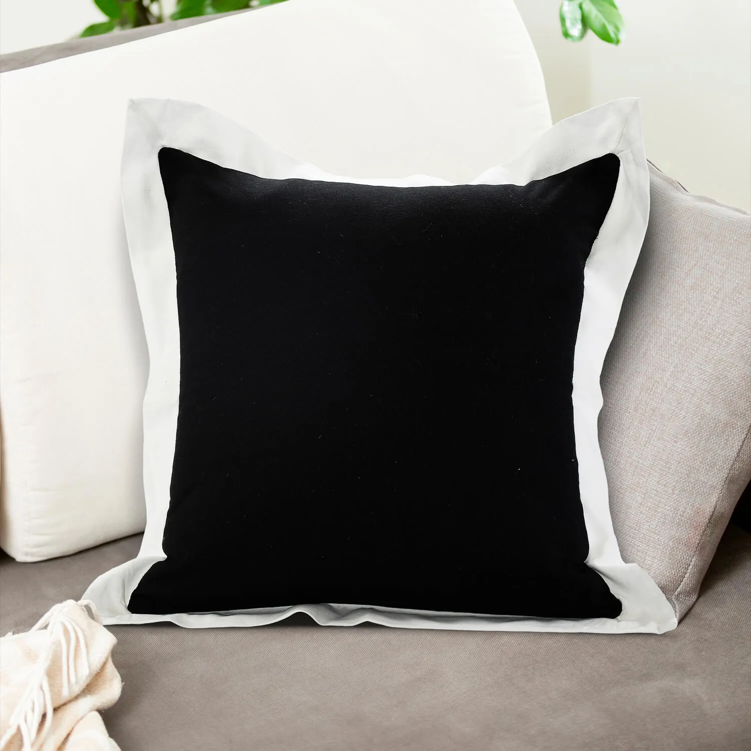 Color Border Square Throw Pillow