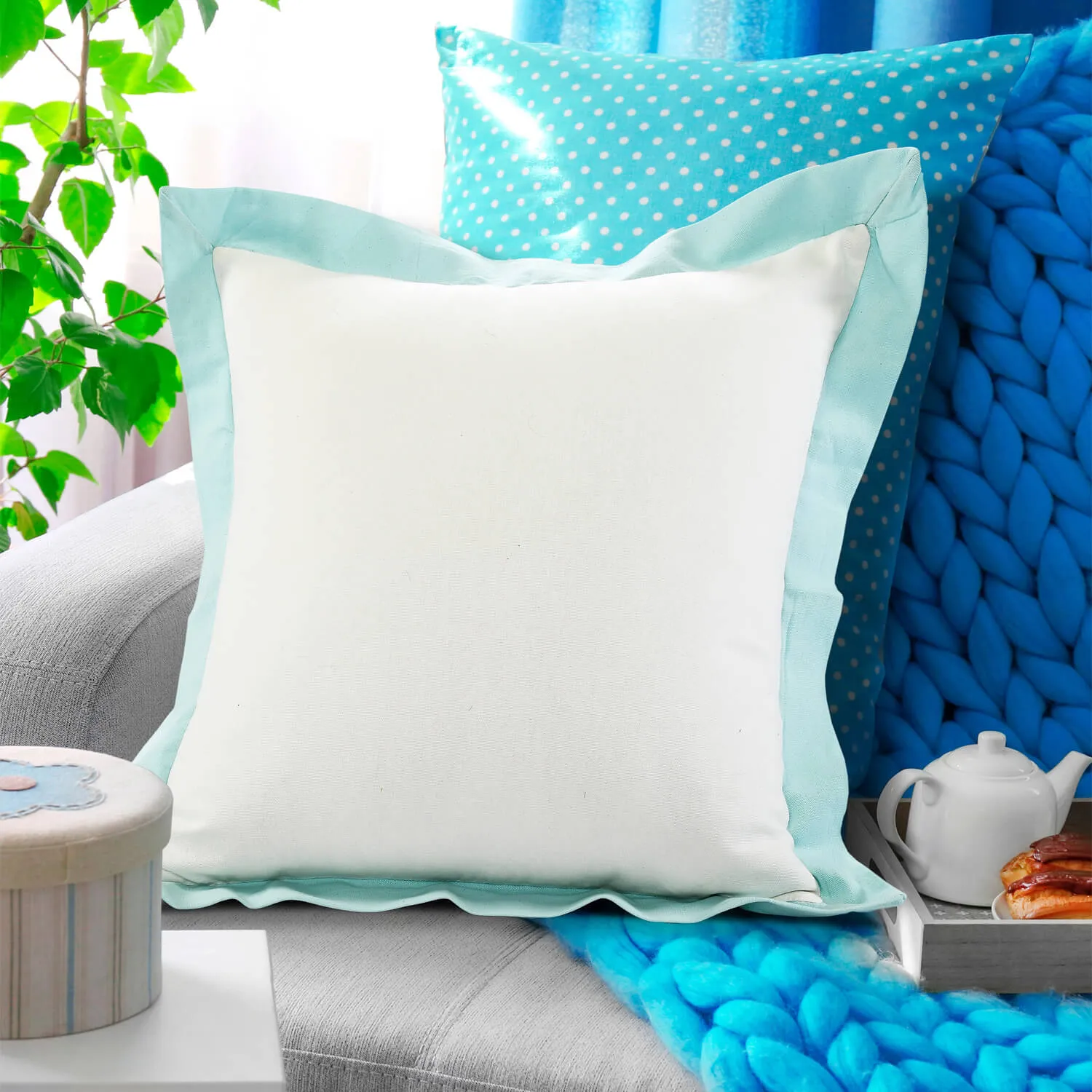 Color Border Square Throw Pillow