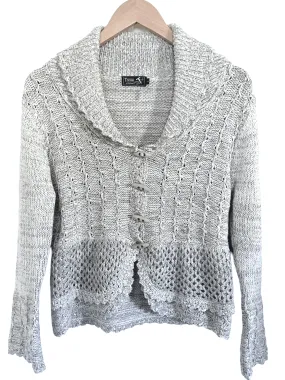 Cool Winter Gray Marl Contrast Knit Sweater Jacket