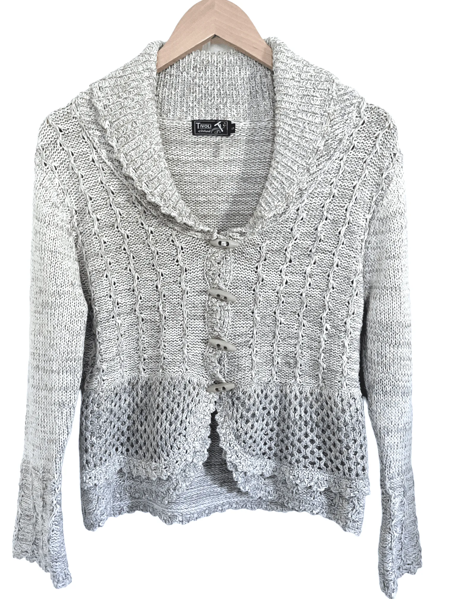 Cool Winter Gray Marl Contrast Knit Sweater Jacket