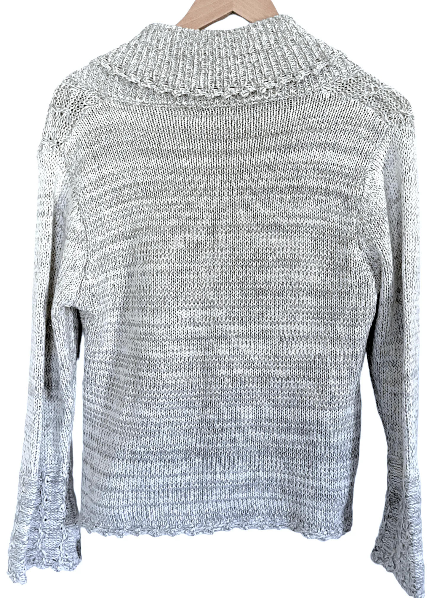Cool Winter Gray Marl Contrast Knit Sweater Jacket