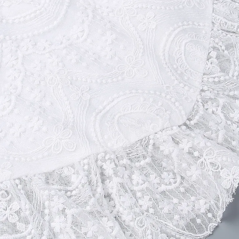 Delicate White Lace Backless Dress