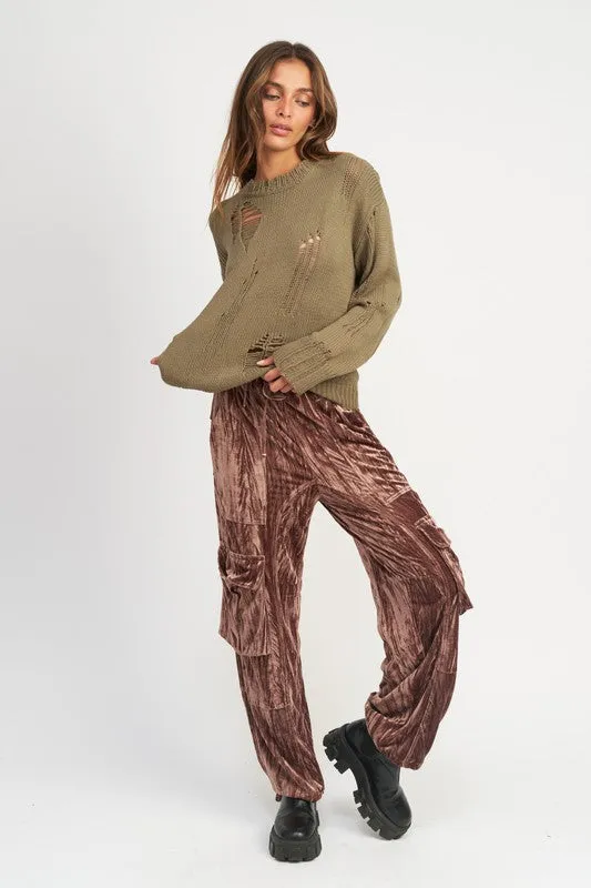 DISTRESSED OVERSIZED COMFY SWEATER (2 Colors)