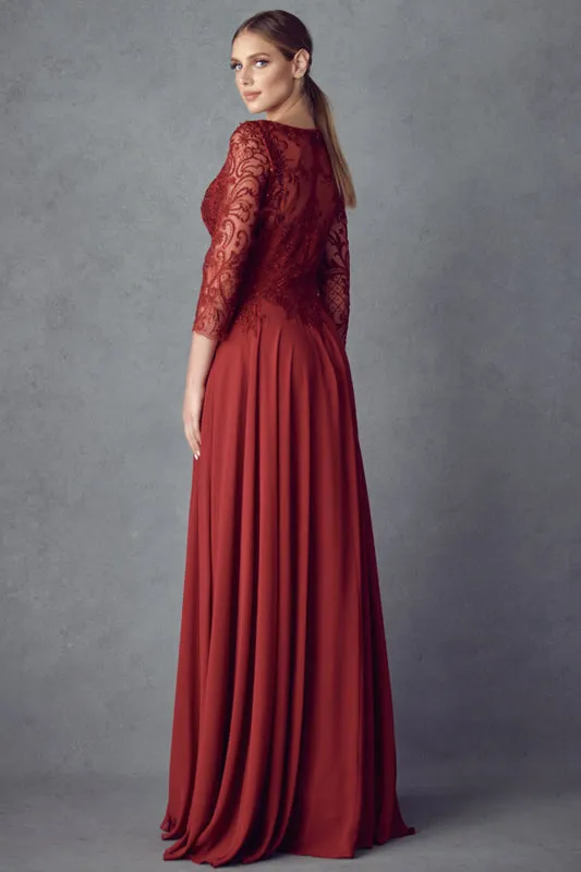 Embroidered Lace Beaded Bodice Long Mother Of The Bride Dress JTM11 Sale