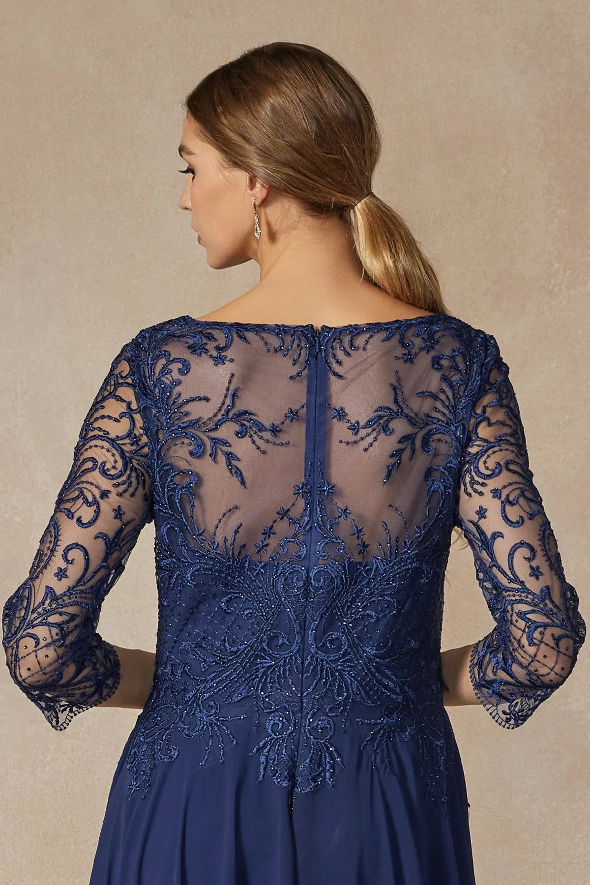 Embroidered Lace Beaded Bodice Long Mother Of The Bride Dress JTM11 Sale