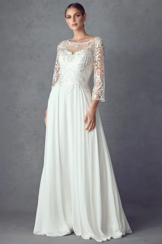 Embroidered Lace Beaded Bodice Long Mother Of The Bride Dress JTM11 Sale