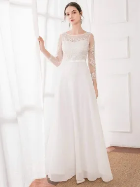 Fashion Floral Lace Print Long Sleeve Bridesmaid Dresses