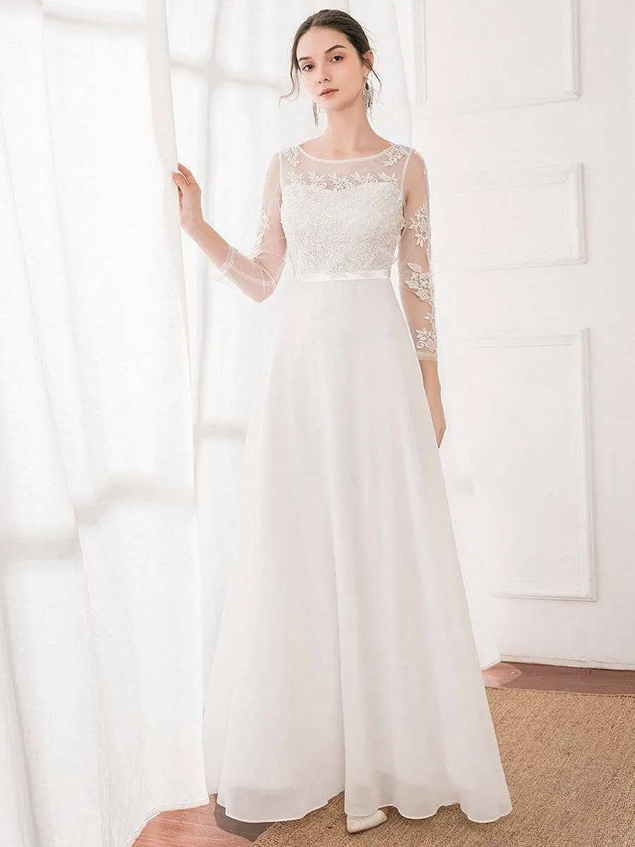 Fashion Floral Lace Print Long Sleeve Bridesmaid Dresses