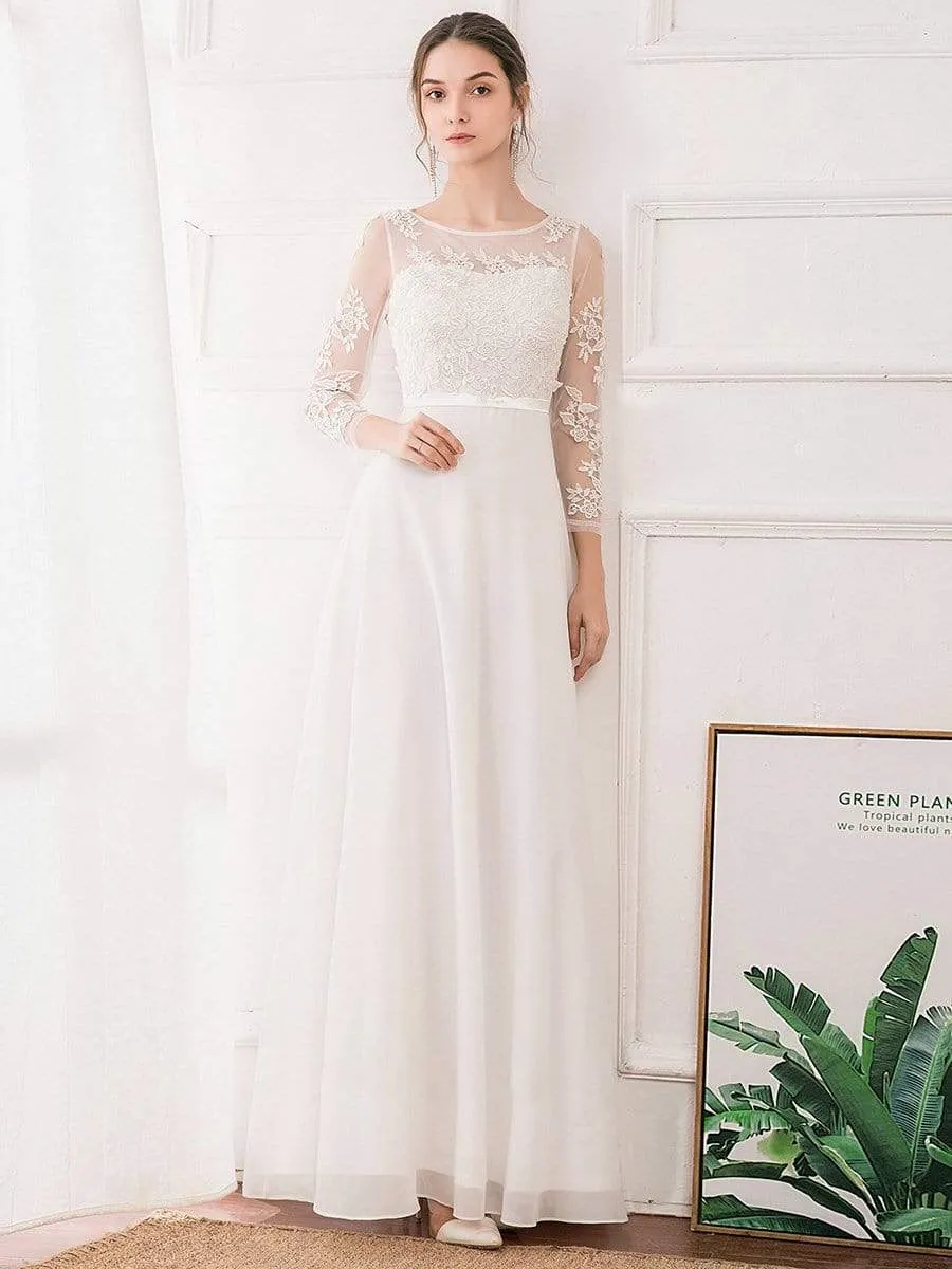 Fashion Floral Lace Print Long Sleeve Bridesmaid Dresses