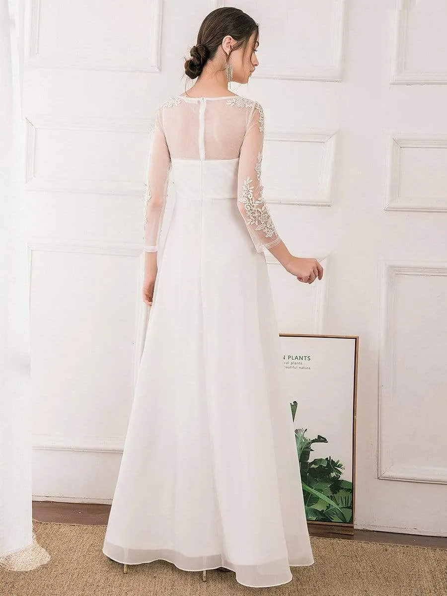 Fashion Floral Lace Print Long Sleeve Bridesmaid Dresses