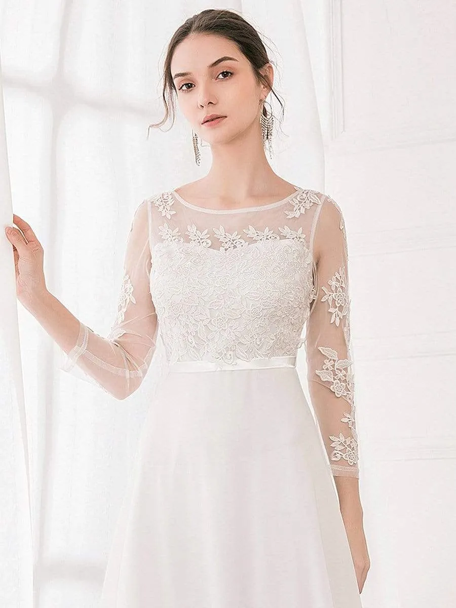 Fashion Floral Lace Print Long Sleeve Bridesmaid Dresses