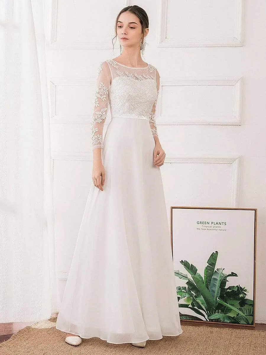 Fashion Floral Lace Print Long Sleeve Bridesmaid Dresses