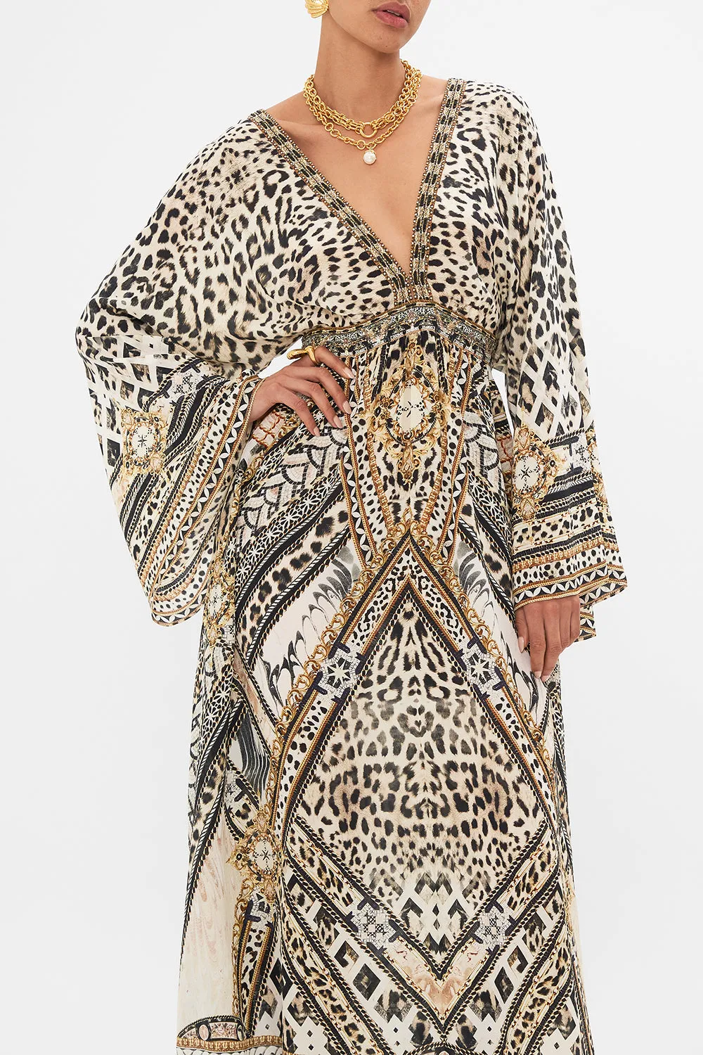 GATHERED KIMONO DRESS MOSAIC MUSE