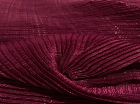 Georgette  with lurex Pleated 44&quot; wide Fabric available in 3 colors Mango Yellow Ivory Wine Red