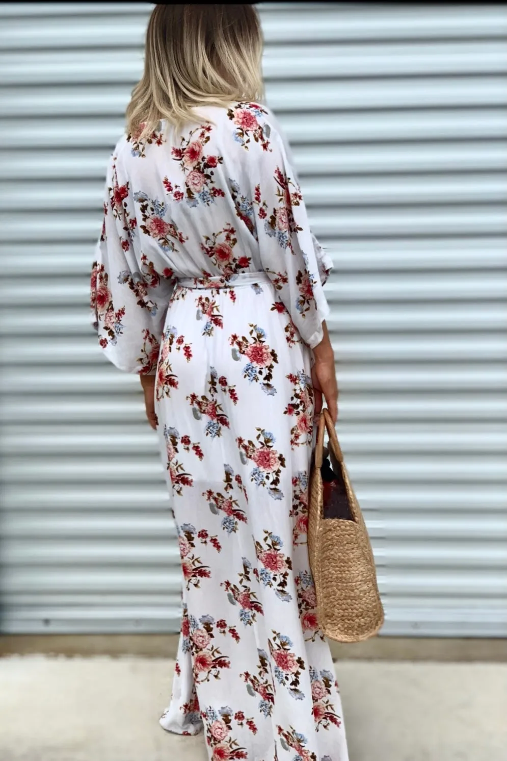 Go With The Flow Kimono Sleeve Maxi Dress