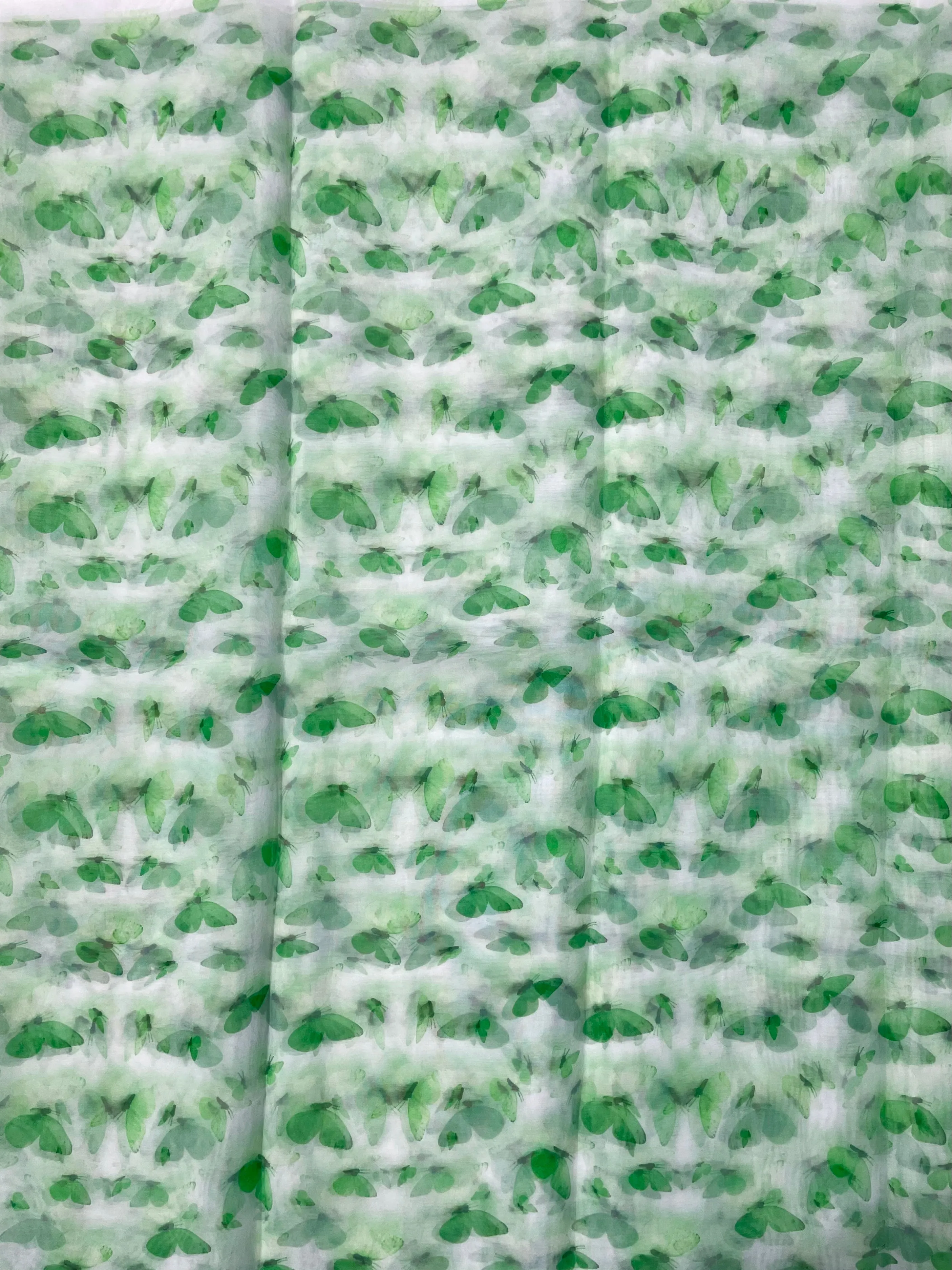 Green Quirky Printed Organza Fabric