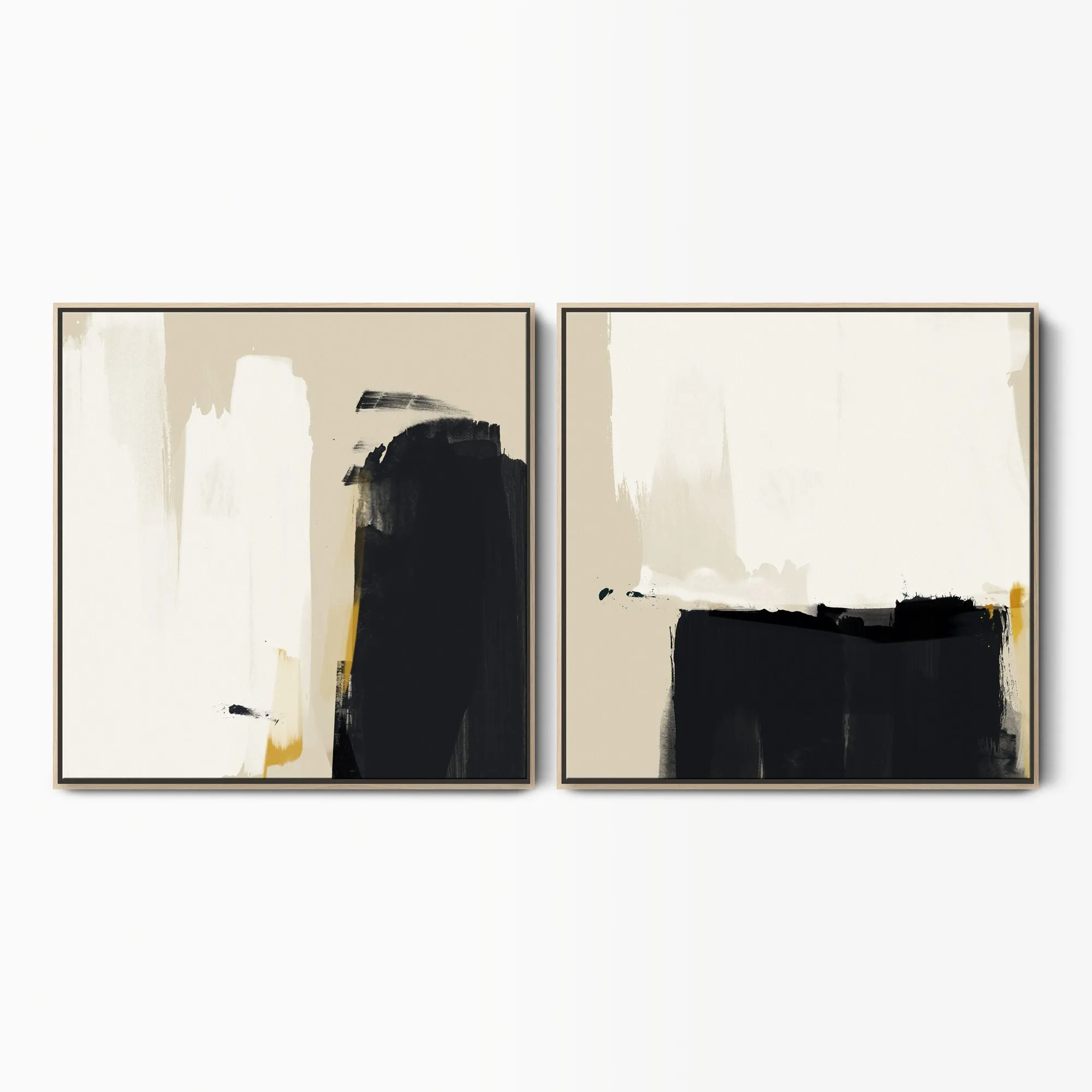 High Spirits & Quiet Mind Framed Abstract Canvas Set