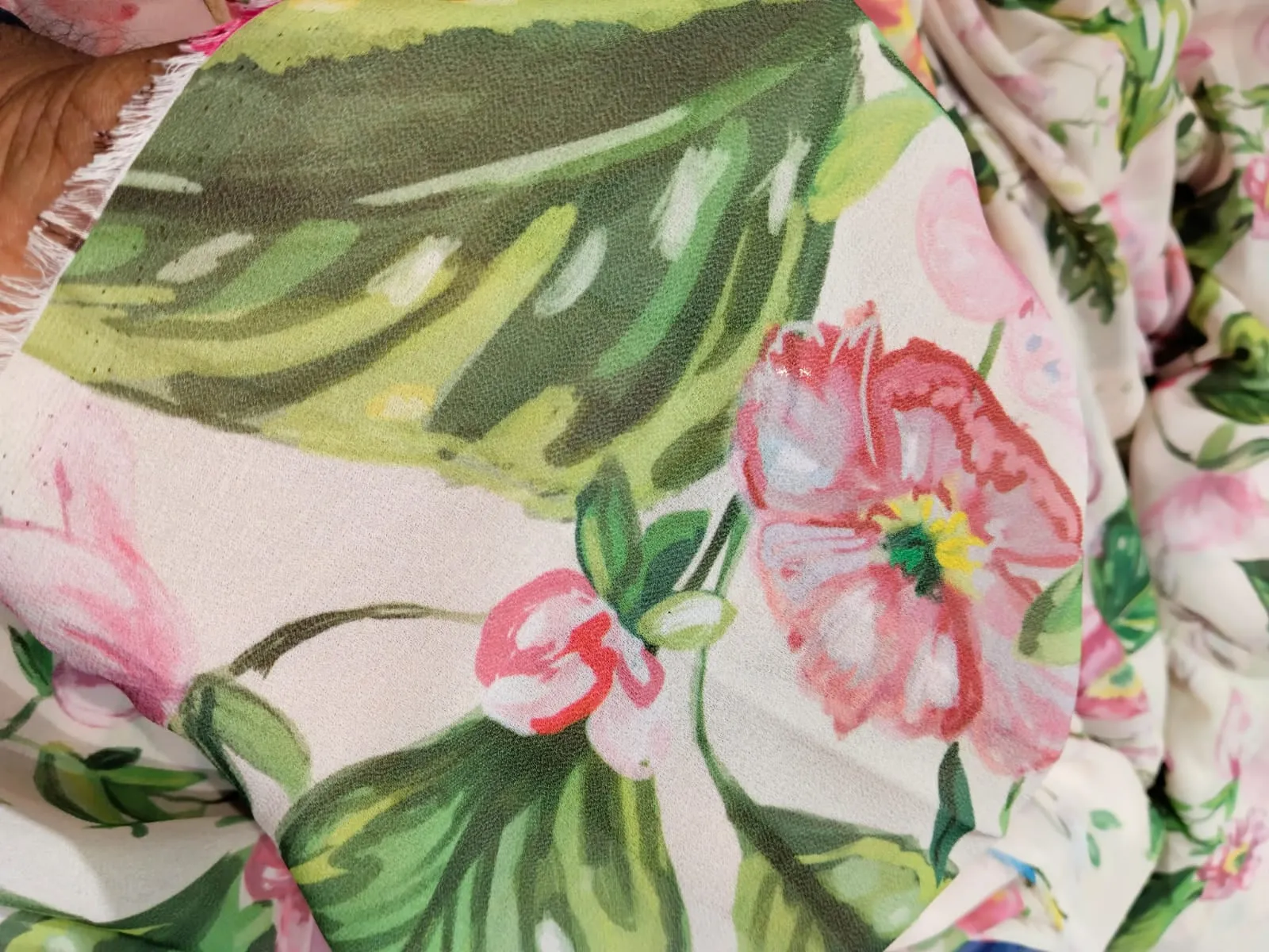 Imported Georgette digital print fabric 58" wide pastel floral [15882]