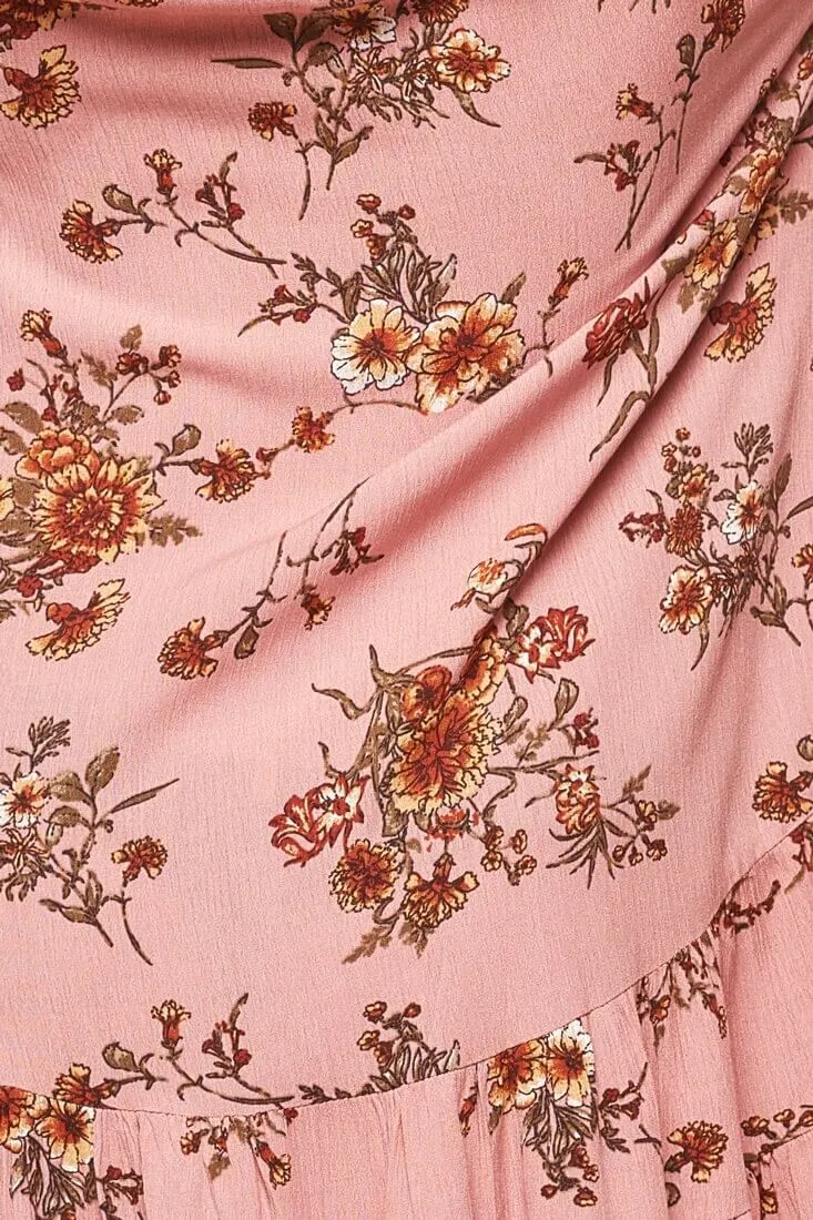 Joyce Floral Hippie Loose Fit Dress Rose