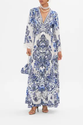 KIMONO SLEEVE DRESS WITH SHIRRING DETAIL GLAZE AND GRAZE