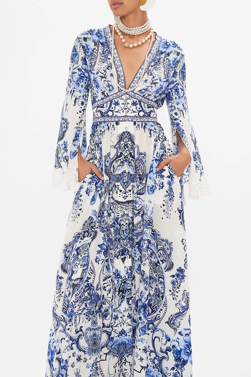 KIMONO SLEEVE DRESS WITH SHIRRING DETAIL GLAZE AND GRAZE