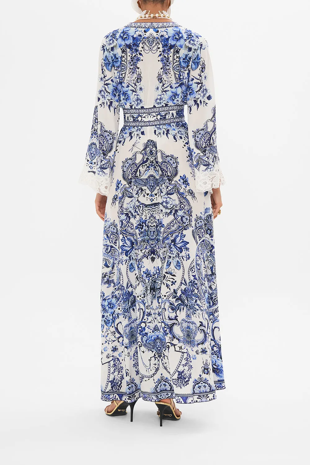 KIMONO SLEEVE DRESS WITH SHIRRING DETAIL GLAZE AND GRAZE