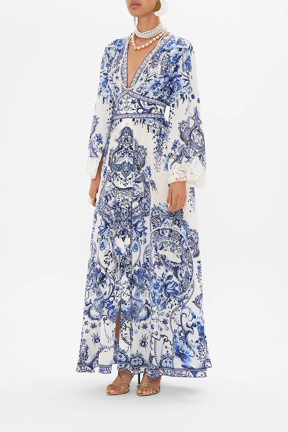 KIMONO SLEEVE DRESS WITH SHIRRING DETAIL GLAZE AND GRAZE